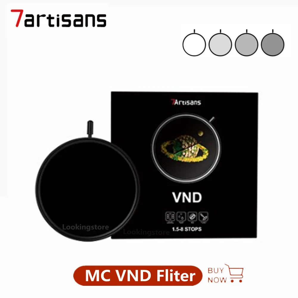 

7artisans MC VND Filter Variable ND 1.5-8 STOPS Filter 58mm 62mm 67mm 77mm 82mm Portrait Film Photo Video ND Camera Lens Filter