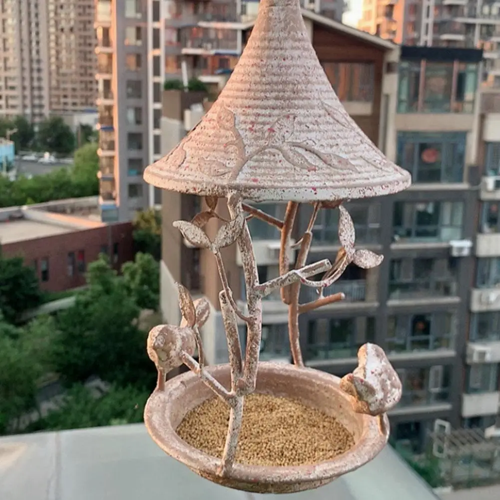 

Garden Decor Rustic Vintage Weathered Country Handmade Hanging Garden Courtyard Bird Feeder Feeder Balcony Bird X0n3