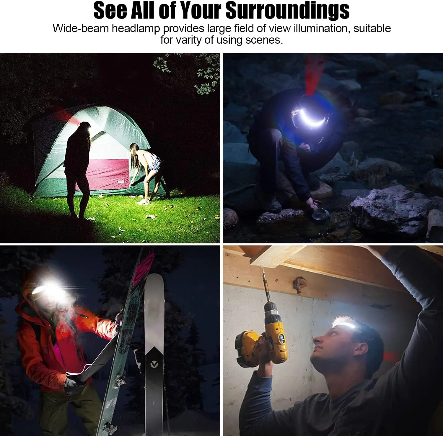 3 шт. перезаряжаемый налобный фонарь COB светодиодный со встроенной батареей