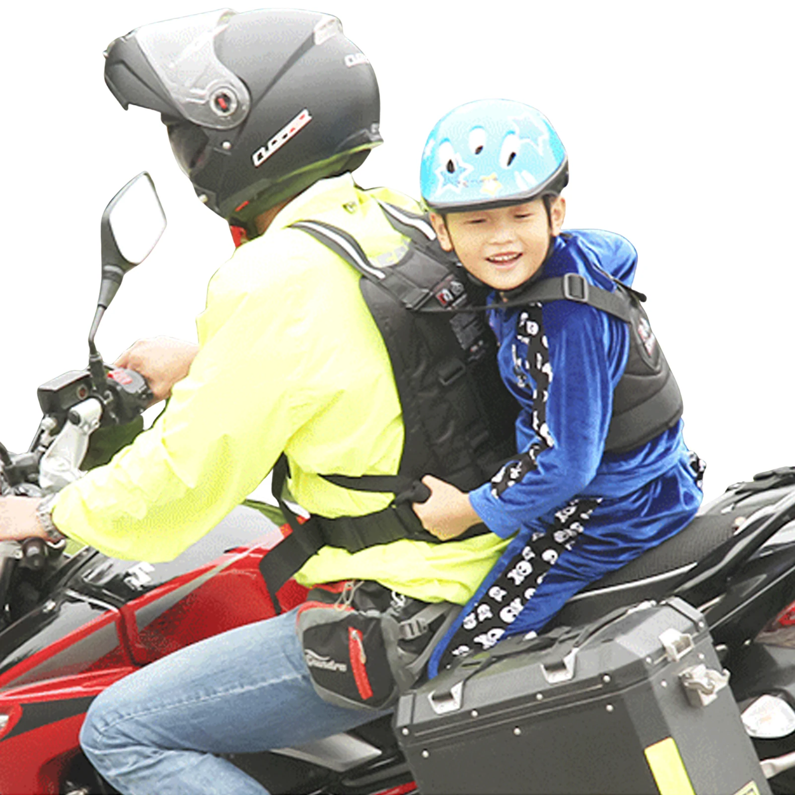

Child Motorcycle Harness Breathable Back Rider Belt For Kids Adjustable Motorcycle Passenger Harness With Buckle