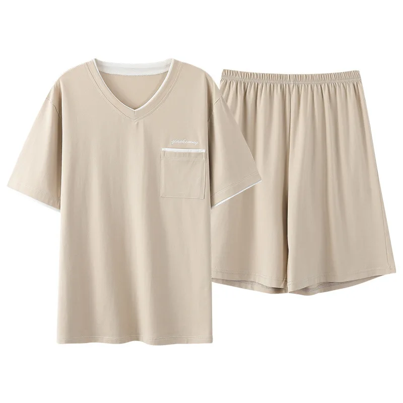 Men's Pajamas 2022 Summer New Modal Cotton Short-sleeved Shorts Home Wear Pijamas Two-piece Boy Thin Ice Silk Sleepwear Set