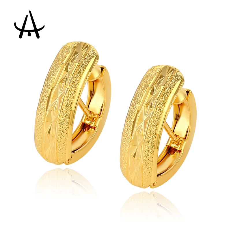 

Agsnilove Shiny Huggie Earrings Environmental 24K Gold Plated Glossy Delicate Craft Smanship Jewelry for Women