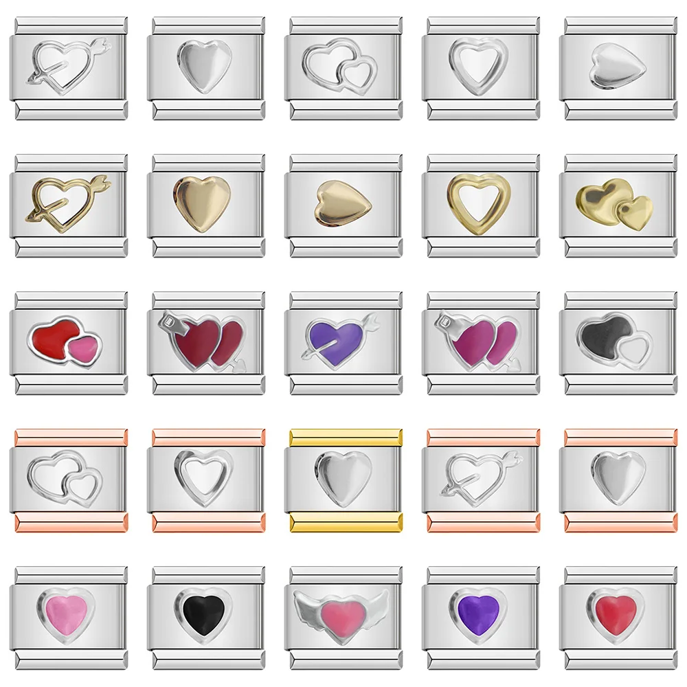 Hapiship оригинальная Маргаритка, модная романтичная любовь, сердце, итальянские звенья, шарм, подходит для браслета 9 мм, изготовление ювелирных изделий из нержавеющей стали DJ134