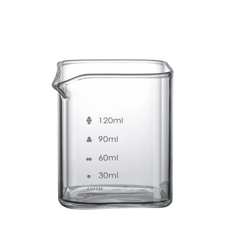 

90/120 мл квадратный мерный стакан для эспрессо со шкалой, прозрачный кувшин для молока с одним горлышком, принадлежности для кофе, стеклянная кухонная мерная кружка