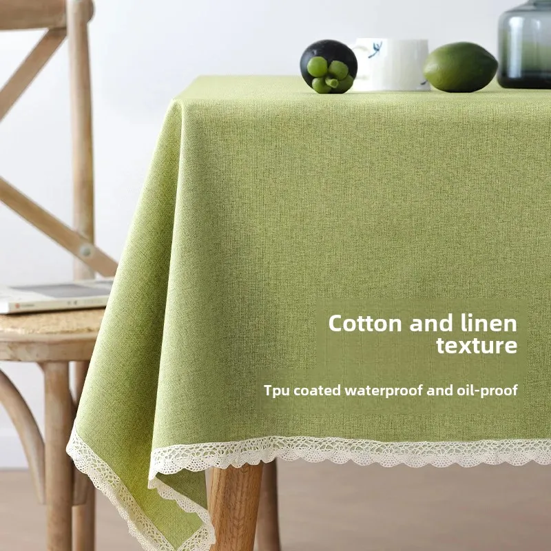 New 2024 Cotton Linen Tablecloth Oil-Proof Waterproof Rectangular Dining Table Mat Tea Pad Book Desk Home Goods