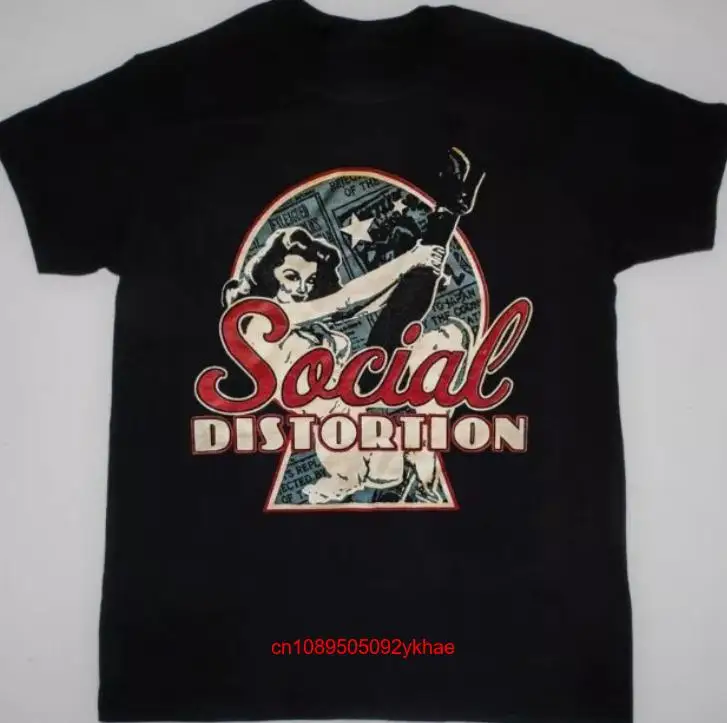 Черная футболка с длинным или коротким рукавом Vtg Social Distortion Band Music