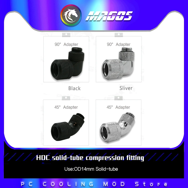 

HDC Angled 90 Degree OD14mm Solid-tubing Compression Fitting G1/4 Black/Silver/White/Gold