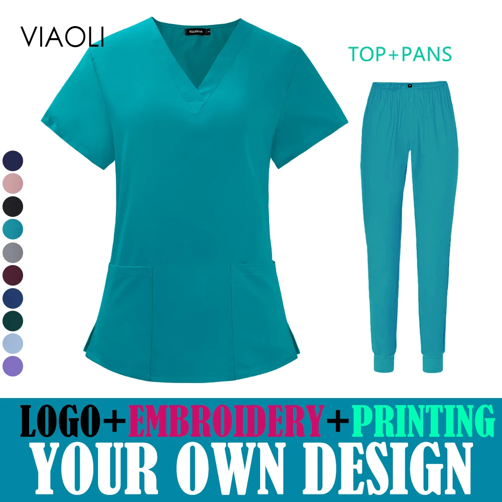 

Pet Grooming Institution Scrubs Set Spa Uniform Jogger Work Clothes summer thin Medical Suits Scrubs Tops Pants nurse workwear