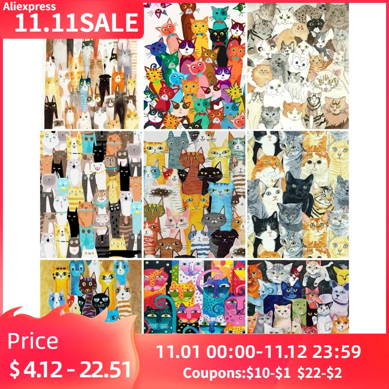 

HUACAN Paint By Numbers Cat DIY frame Acrylic On Canvas Wall Art Picture By Numbers Animal Unique Gift For Living Room
