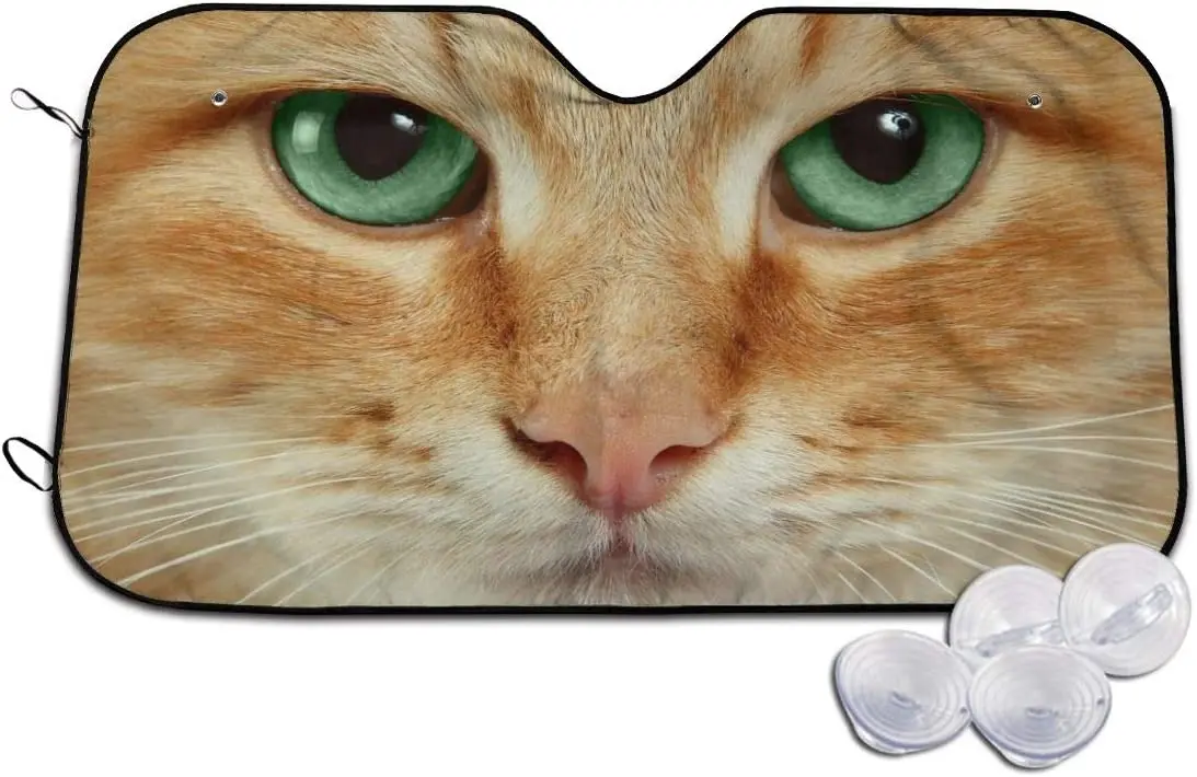 

TMVFPYR Accordion Style Car SUV Front Windshield Cat Kitten Eye Print Sunshade