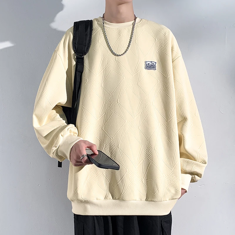 

Spring and Autumn Pullover Hoodie Casual Sweatshirt For Men High Street Simple Solid Round Neck Long Sleeve Women Unisex Girl