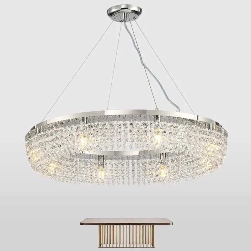 

Chandeliers Lights LED Modern Ring Crystal restaurant living room chrome roundlamp romantic fashion Nordic lighting