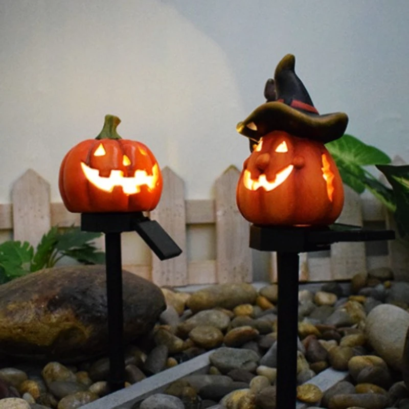

2Pcs LED Outdoors Solar Halloween Lights Pumpkin Atmosphere Gardens Lawn Courtyard Villa Party Holiday Store Doorway Decor Lamps