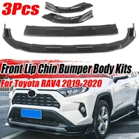 carbon fiber lookblack car front bumper splitter lip chin body kit bumper diffuser spoiler protector for toyota rav4 2019 2020