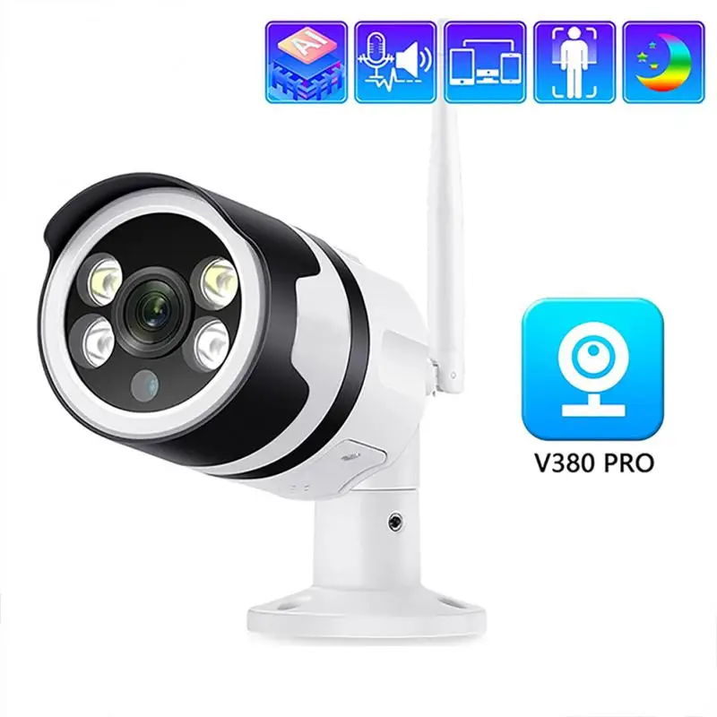 

2MP V380 Wireless AI IP Camera Two-way Audio Outdoor Waterproof Baby Monitor Color Night Human Detect Video Surveillance Camera