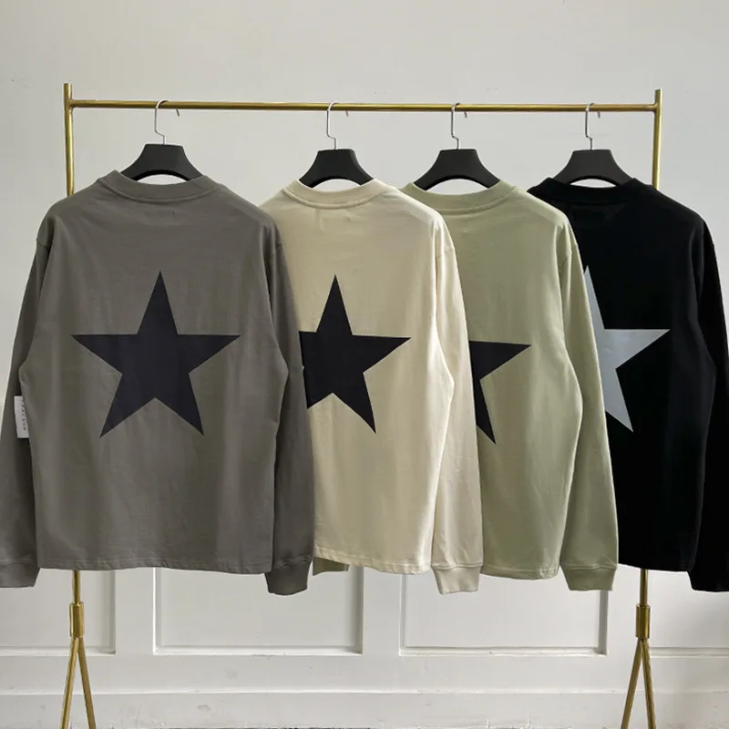 

Men's Autumn Long Sleeve Sweatshirt Jerry Lorenzo Fashion Brand Five Pointed Star Print Hip Hop Loose Long Sleeve Sweatshirts