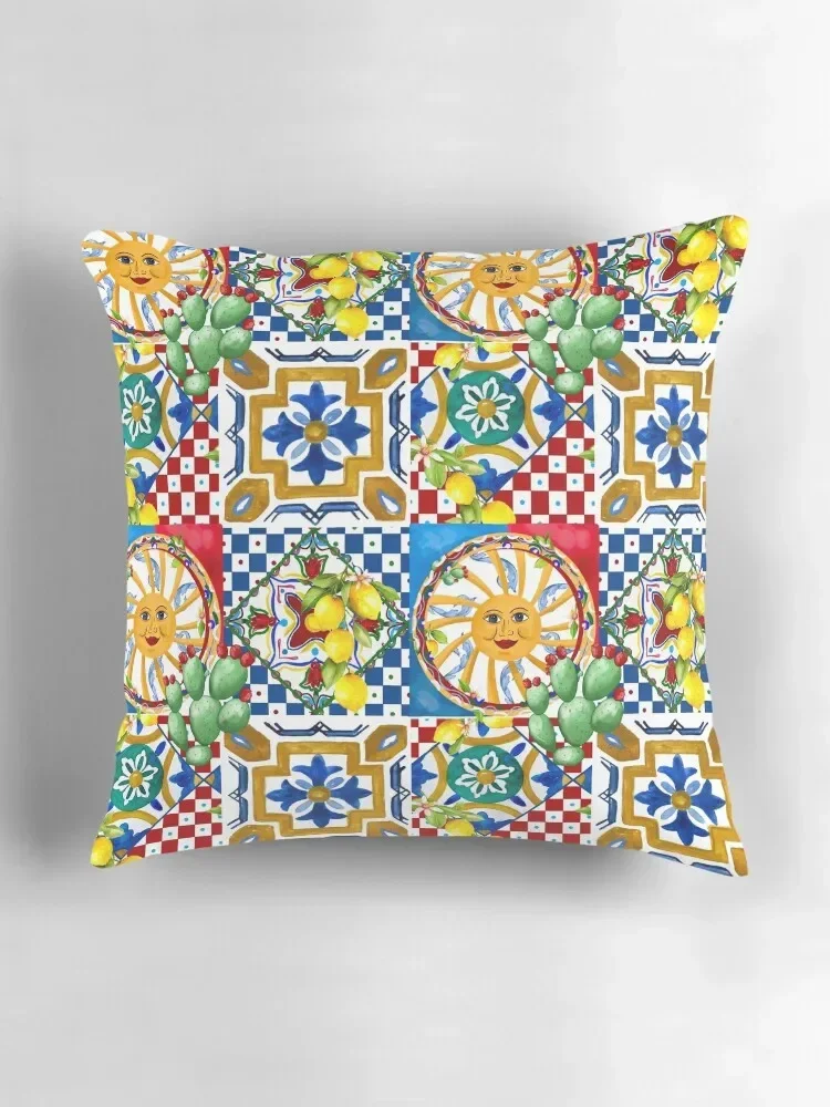 Сицилийская плитка средиземноморья мозаика лимоны декоративная подушка