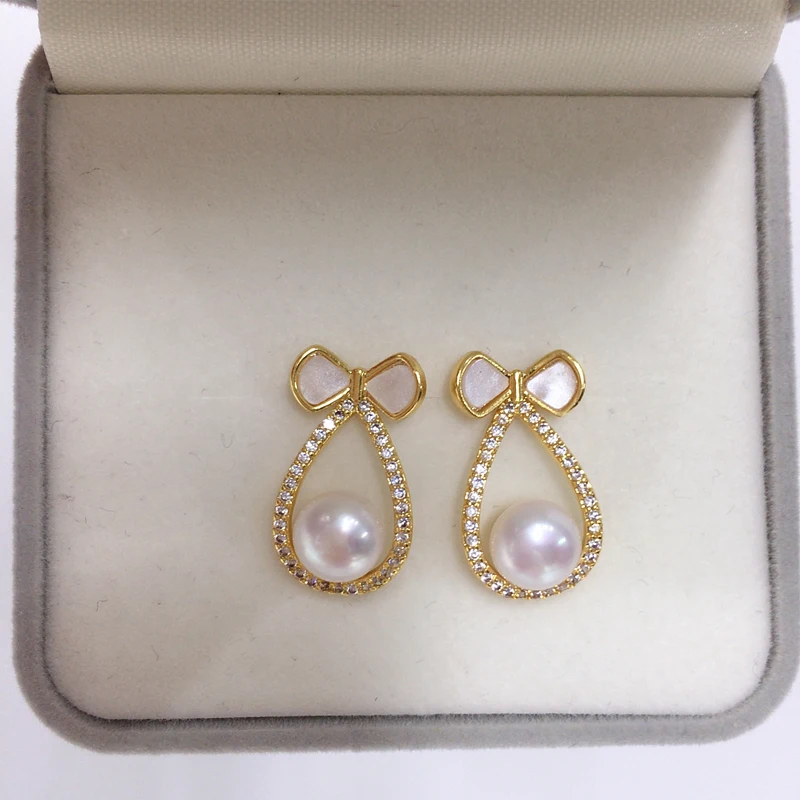 ZHBORUINI 2024 серьги с натуральным пресноводным жемчугом для женщин позолоченные 14 К