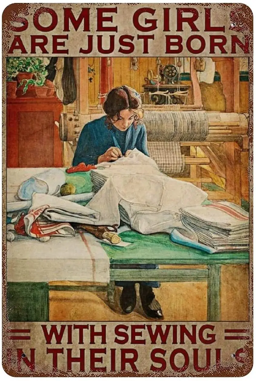 

Оловянный металлический постер в стиле ретро для некоторых девушек, с естественной швейной душой, алюминиевая декоративная стена, 8x12 дюймо...