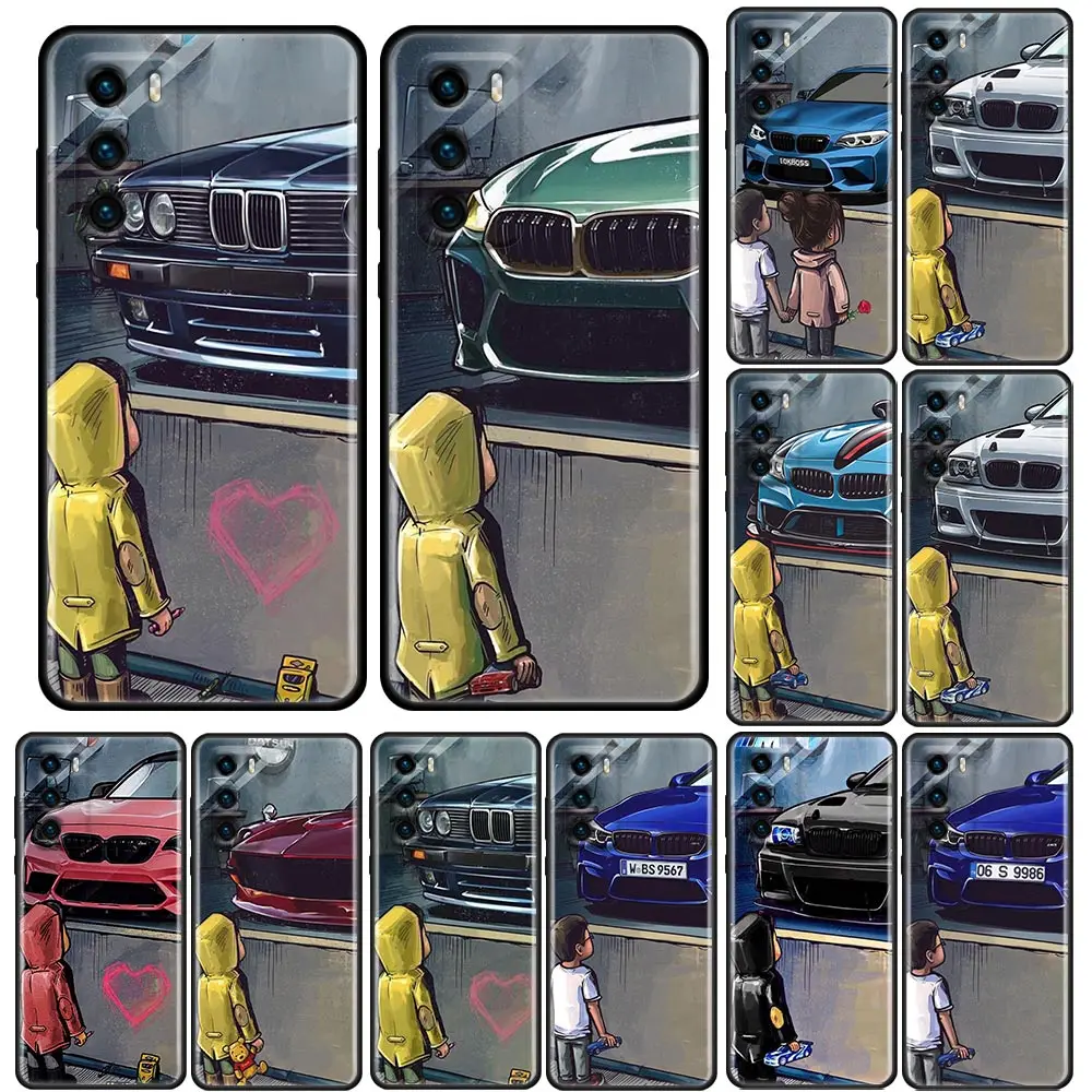 

Phone Case for Huawei P50 P50E P40 P30 P20 P10 Smart 2021 Pro Lite 5G Plus Soft Silicone Case Cover Boy See Sports Car JDM Drift