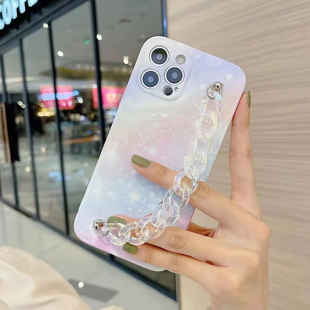 

Красочный Блестящий мрамор с волшебным браслетом, подходит для iPhone11 мобильный телефон shell 12promax, защитный чехол