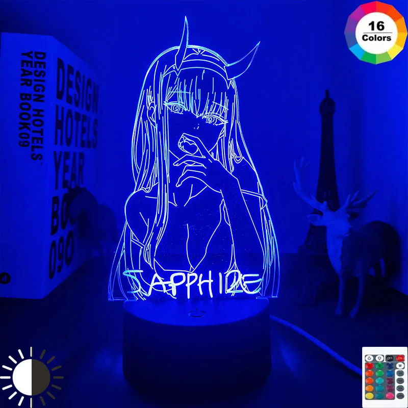 

Led Night Light Zero Two sapphire Table 3d Lamp for Bedroom Decor Light Anime Waifu Gift Darling In The Franxx Zero Two Lamp