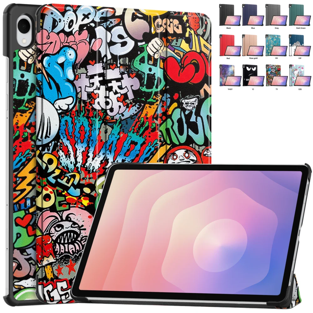 Фото Чехол для Samsung Galaxy Tab S11 11 дюймов SM-X730 2025 Защитный чехол из искусственной кожи с тремя складывающимися подставками и магнитным чехлом для сна и пробуждения №1
