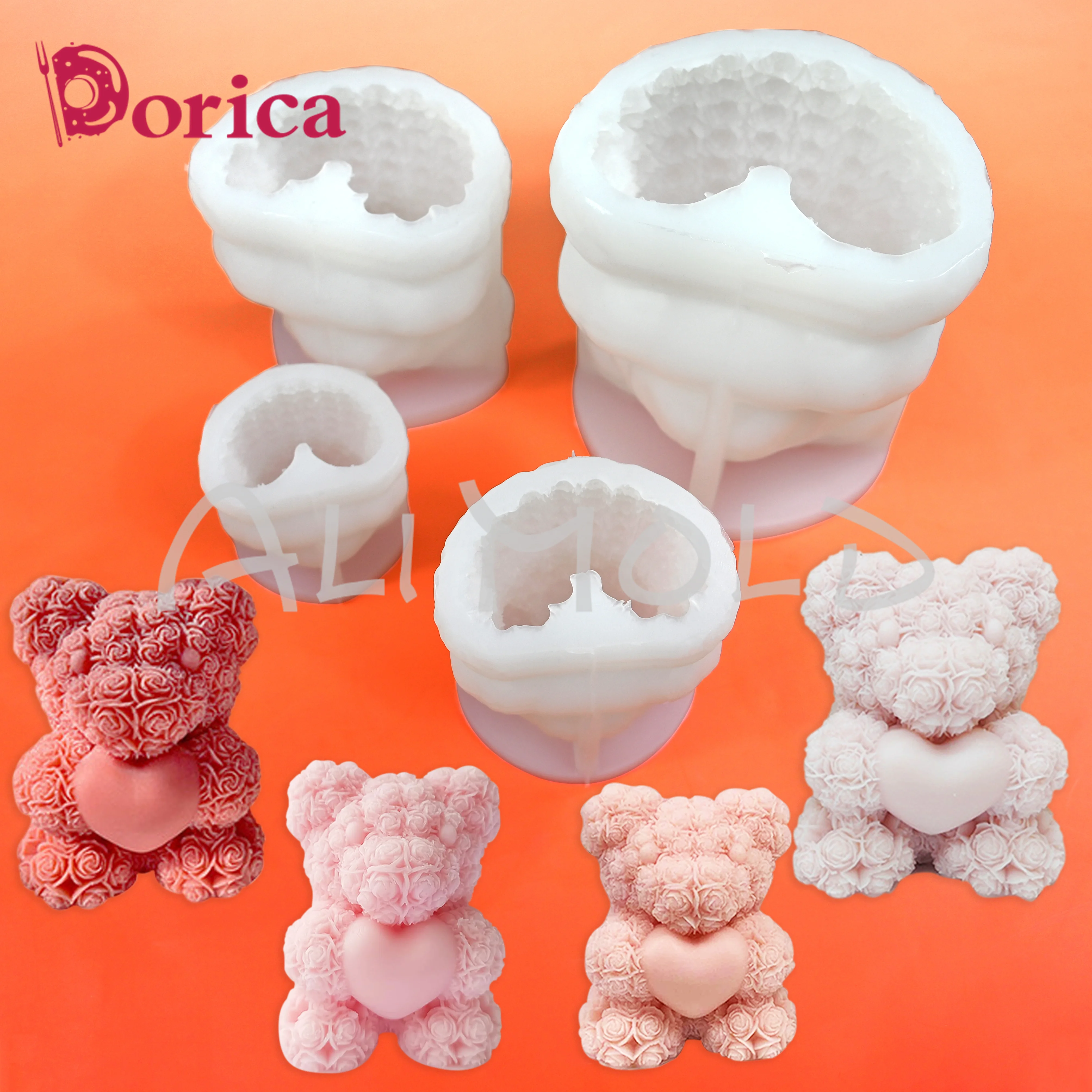 Силиконовая форма для свечи 3D формочка в форме розы сердца медведя цветов