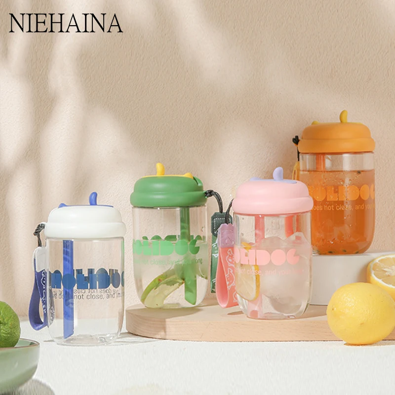 

Drink Bottle Simple Straw Plastic Cup Girls' Water Cup Portable Ice Coffee Cup Portable Water Bottle