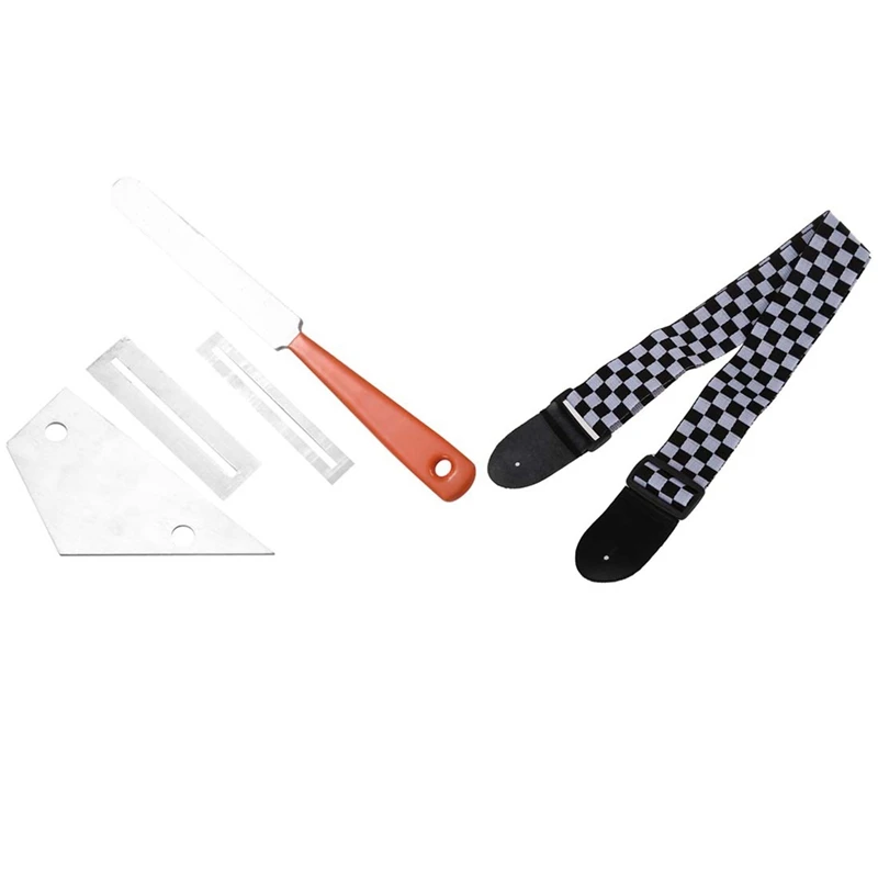 

Black White Checker Flag Strap With Guitar Fret Crowning File Leveling Tool