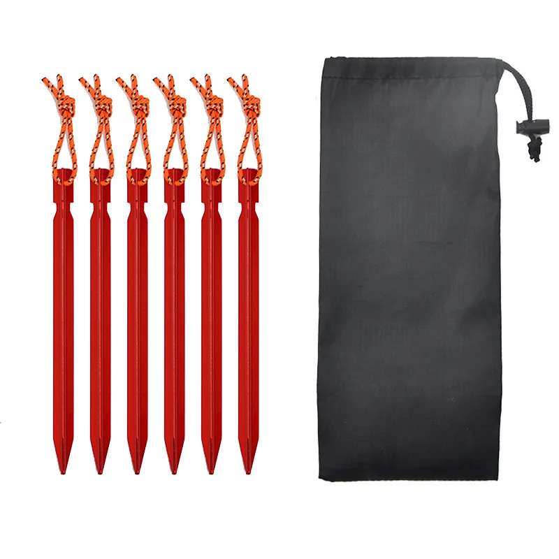 

Canopy Outdoor Nail Tent Set Aluminum With Accessories Tents 7075 Pegs Alloy 18cm Rope Ultralight Tent