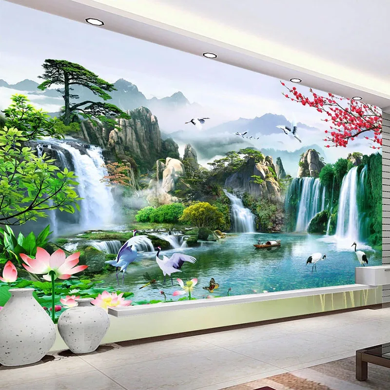 

Custom 3D Wall Murals Wallpaper Waterfall Nature Landscape Photo Wall Painting Study Living Room Sofa TV Background Home Decor