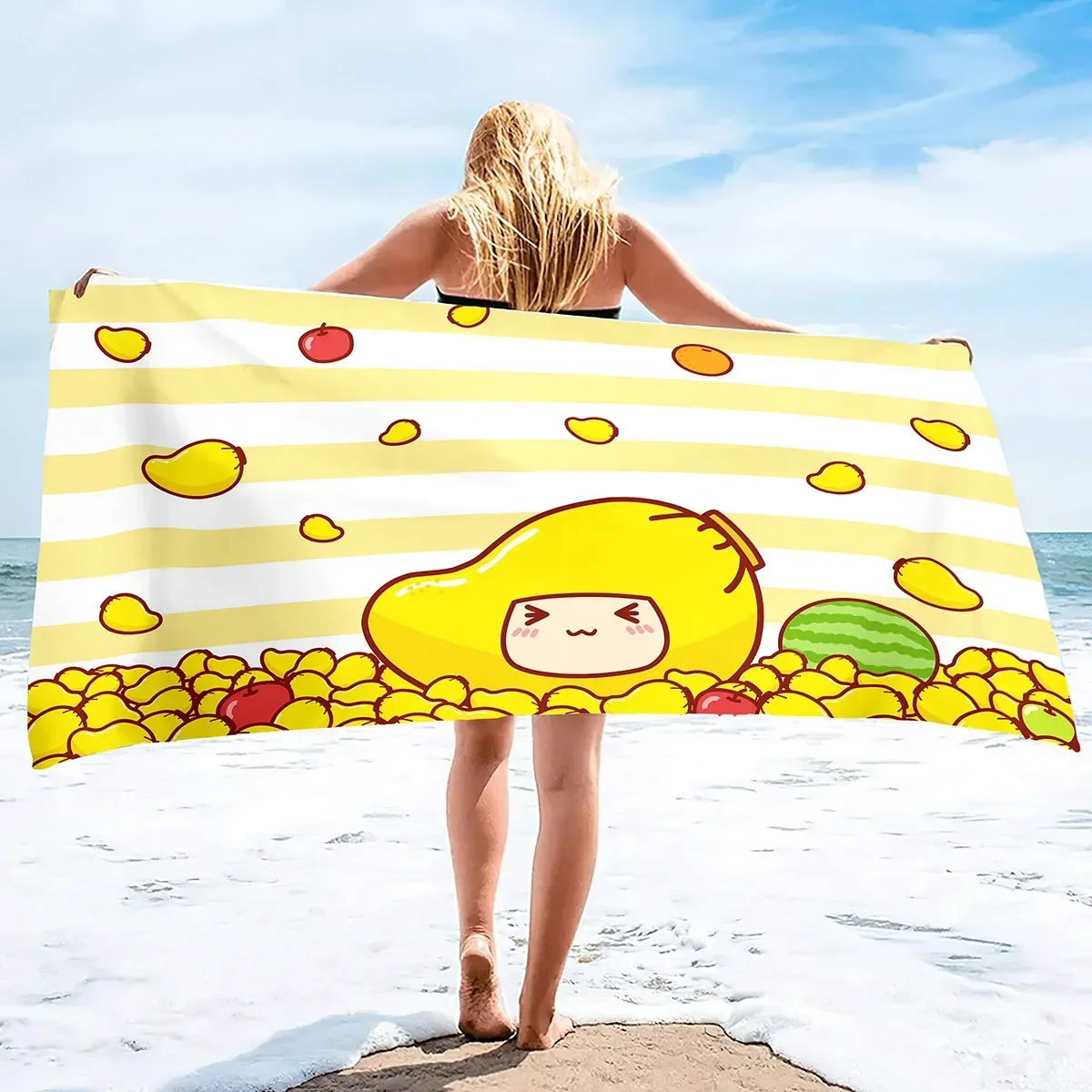 Быстросохнущее пляжное полотенце из микрофибры с фруктами манго и песка легкое