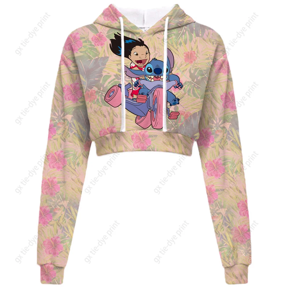 

Y2k эстетичная винтажная Толстовка в стиле Харадзюку с принтом Диснея, облегающие кроп-топы, Осенний укороченный пупок, свитшот с длинным рукавом и мультяшным рисунком