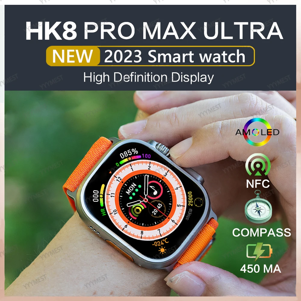 

Amoled Smart Watch Original HK8 Pro MAX Ultra Series 8 49mm 2.12″ GPS track NFC Compass Sport SmartWatch For Apple Watch Ultra