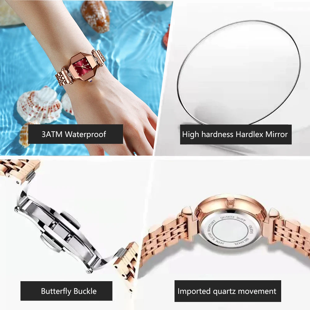 POEDAGAR Women Watch Fashion Luxury Stainless Stain Waterproof Quartz Watches Swiss Top Brand Rose Gold Ladies Wristwatch Gift enlarge