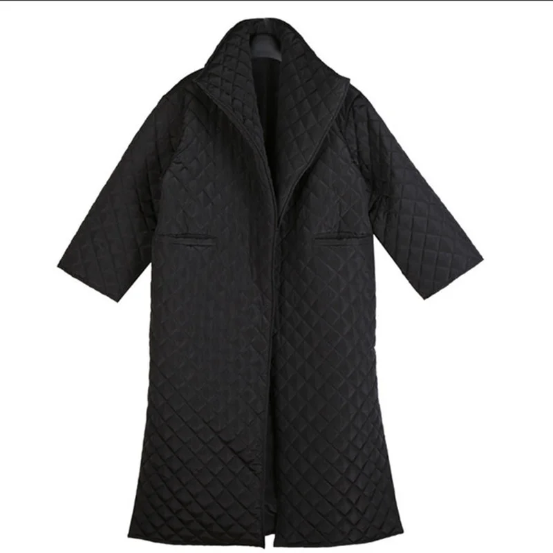 2021 Oversize X-Long Cotton-padded Coat Long Sleeve Loose Fit Women Parka Fashion Tide New Spring Autumn Winter Warm Parkas
