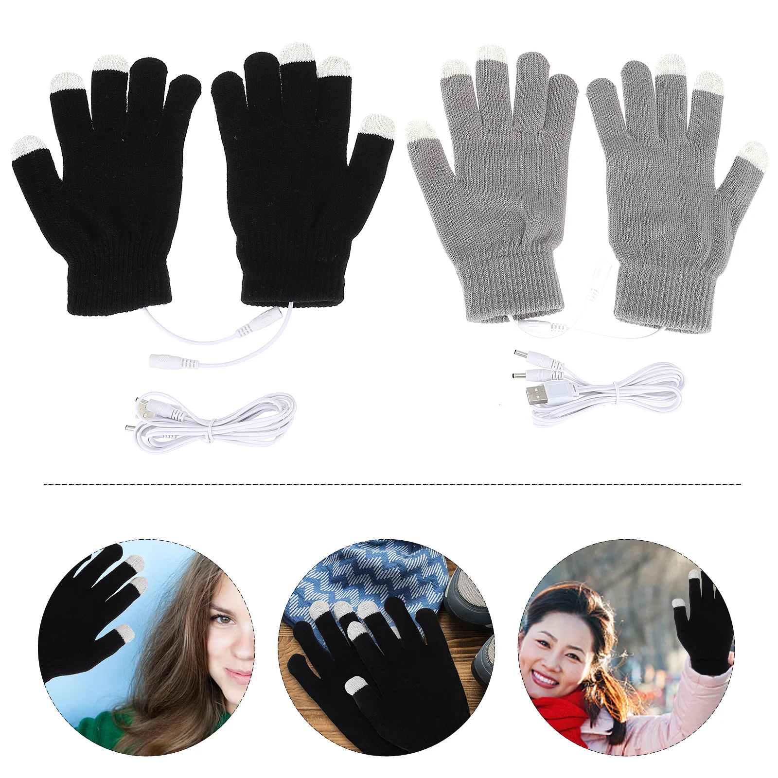 

2 Pairs Chargeable USB Heated Gloves Work Bicycle Guantes Para Nieve Mujer Silica Gel