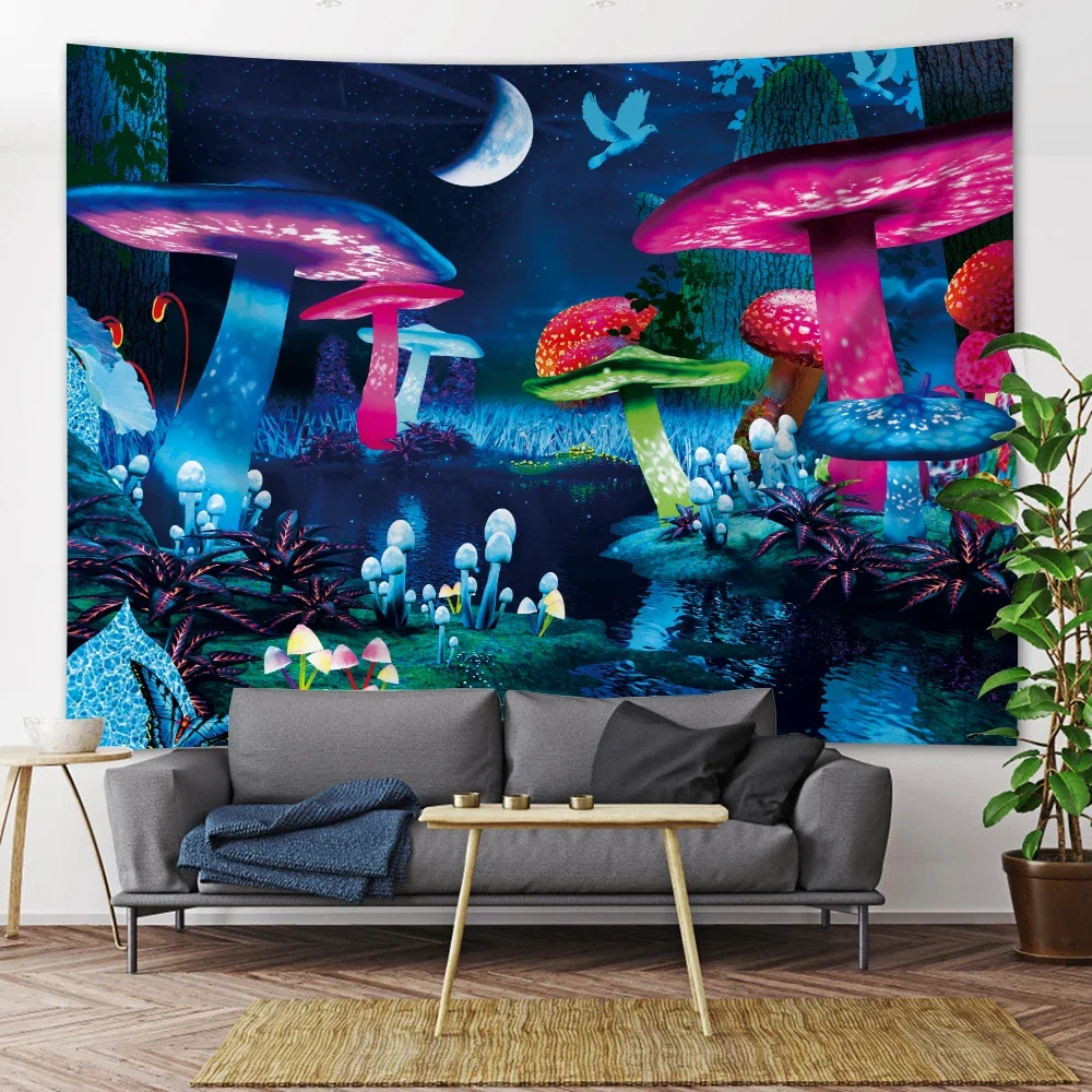 ł grzyb psychodeliczna scena Mandala Home Decor Art Tapestry Hippie Boho Pretty Room Wall Hanging
