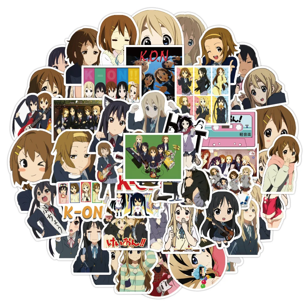 

10/50PCS Anime K-ON Stickers Skateboard Guitar Suitcase Motorcycle Bicycle Light Tone Girl Graffiti DIY Decal Sticker Kids Toy