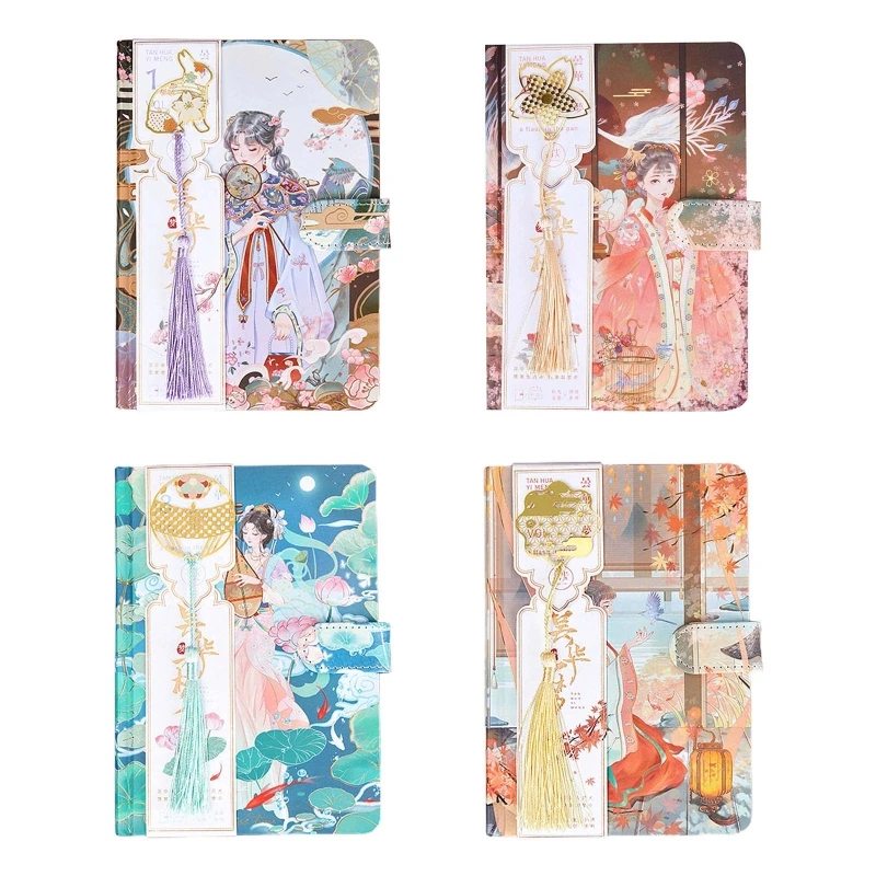 

N58E Hardcover Notebook Magnetic Closure Tassel Bookmark Personal Notepad Journal