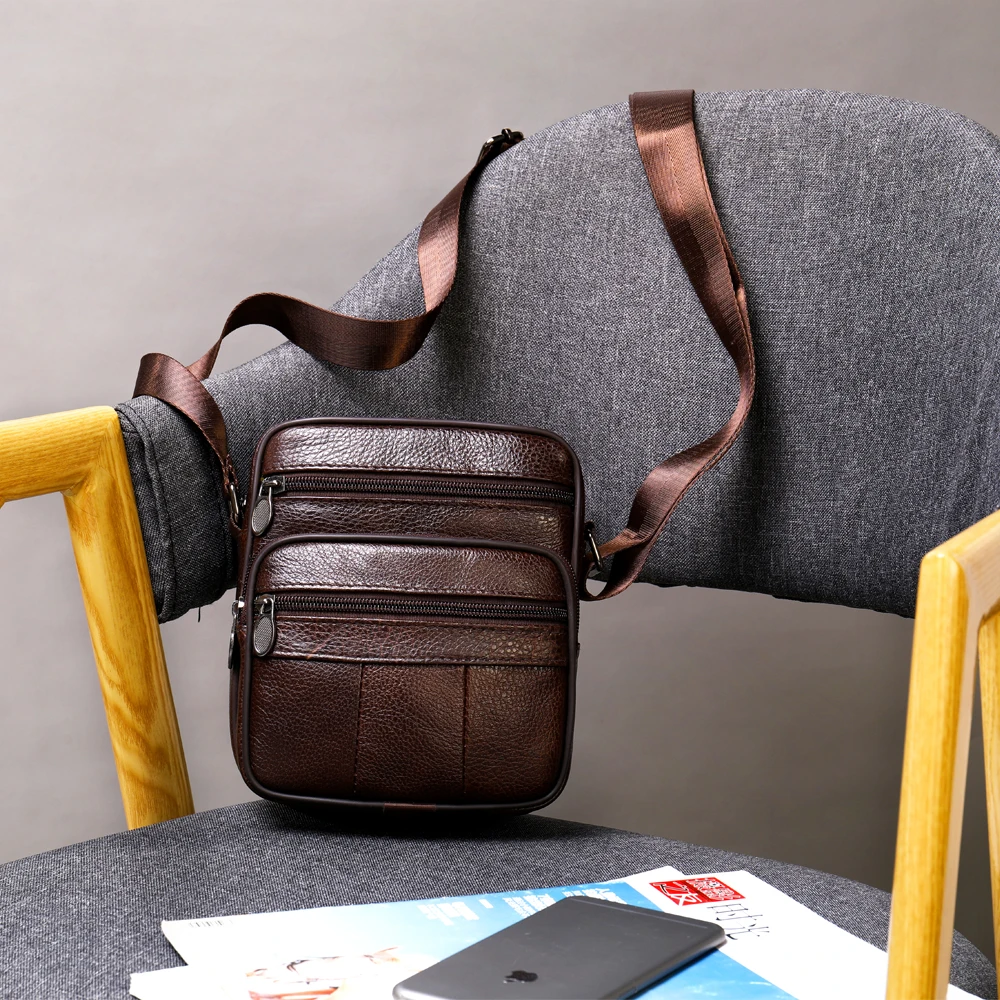 WESTAL Men's Shoulder Bag for Men Phone Small Crossbody Bags Genuine Leather Thin Designer Male Flap 7350 |