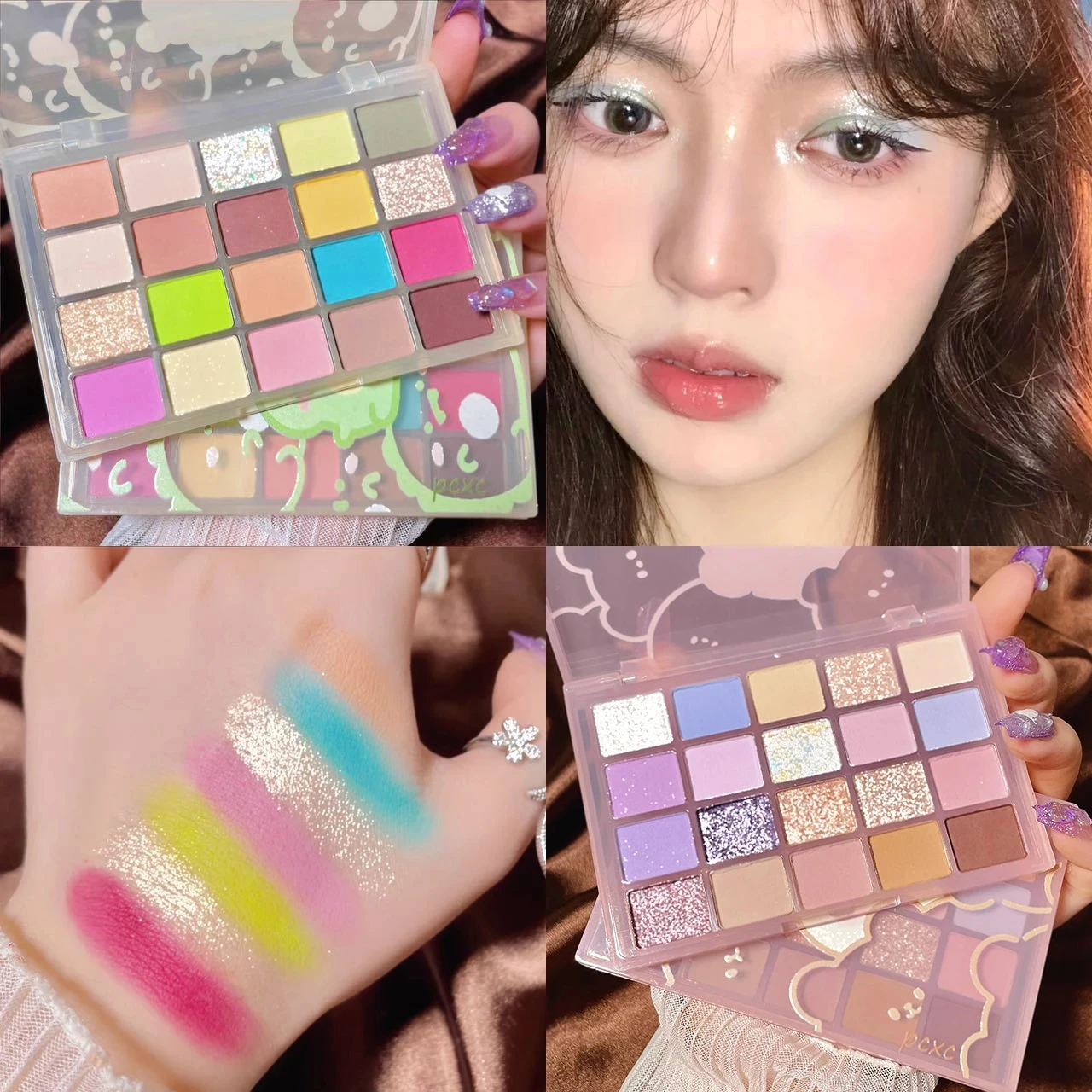 

20 Color Eye Shadow Palette Cute Animals Green Purple Glitter Pearly Lasting Eyeshadow Pigment Korean Eyes Elves Makeup Palette