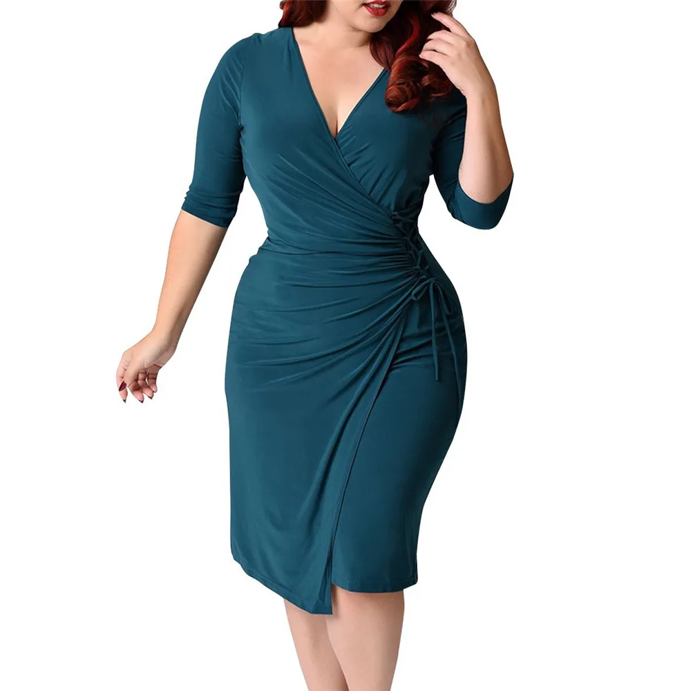 

Women's Dress V-neck Sexy And Elegant Lace-up Waist Dress Summer Spring New Fashion 2022 Party Dresses Female Clothing