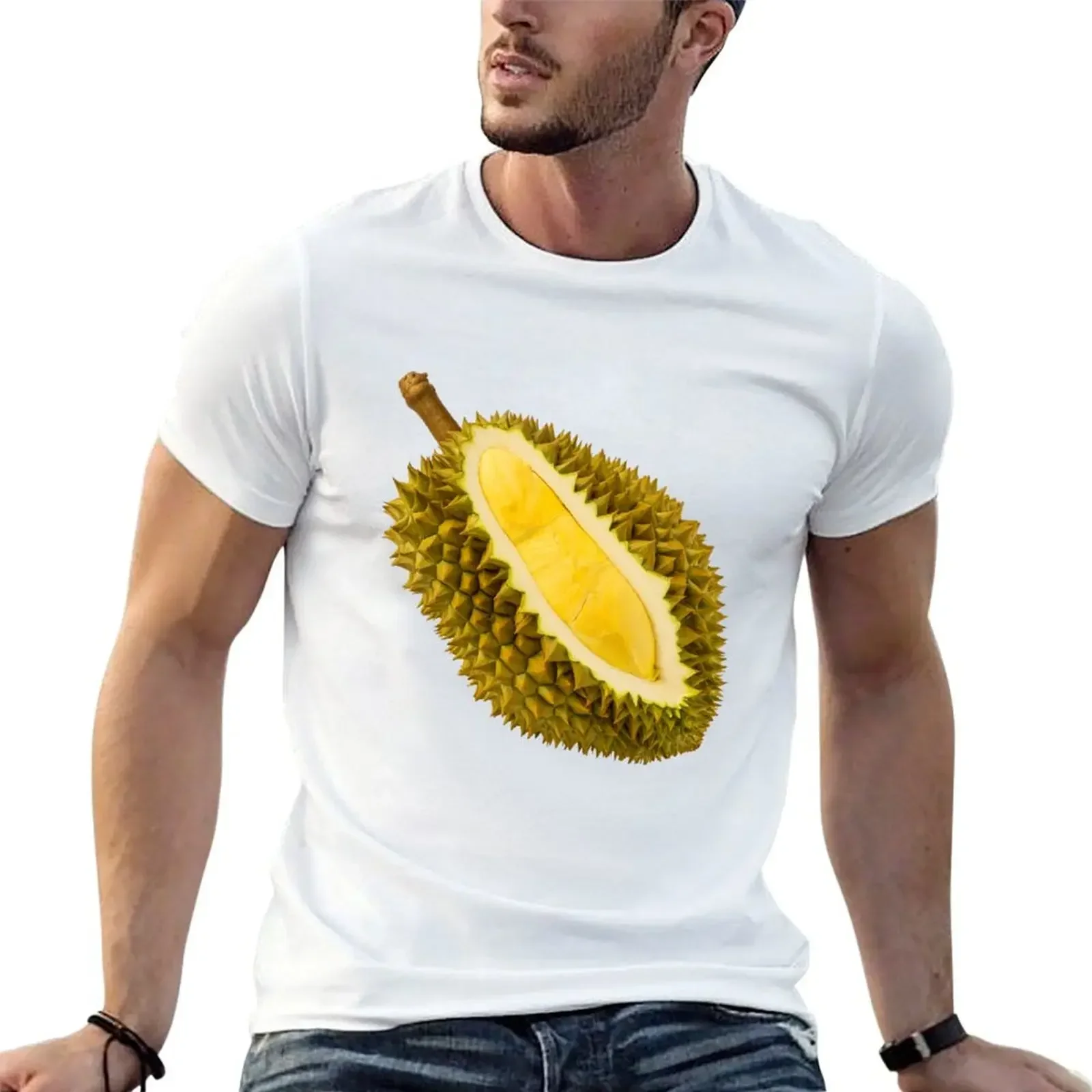 Футболка Король фруктов дуриан большие размеры белая винтажная футболка с