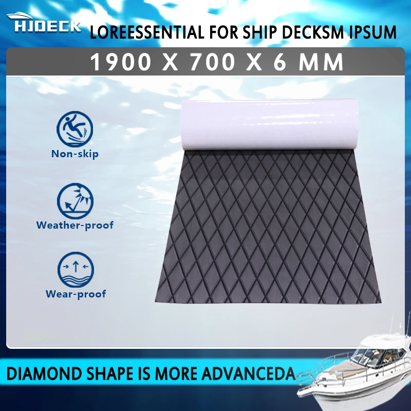 1900*700*6mm Eva Foam Faux Teak Boat Flooring Carpet Blanket Diamond Deck Sheet Yacht Flooring Anti Skid Waterproof Damping Pads