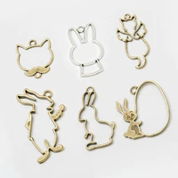 10pcs tibetan silverbronze hollow rabbit charms animal pendants supplies for necklace jewelry making accessories