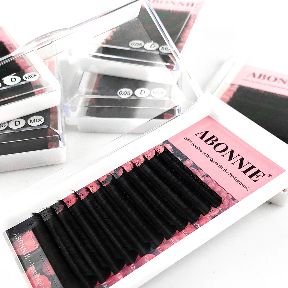 

Abonnie Matte Black Easy Fan Lash Extensions Mega Volume Lashes Fast Blooming Eyelashes Mixed Size Cilios