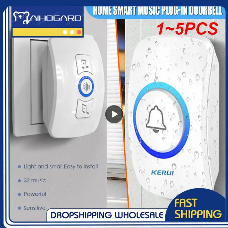 

1~5PCS Home Wireless Doorbell 433Mhz Welcome Friend Smart Doorbell 150Meters Long Distance 32 Songs 4 Level Volumes Door Chimes