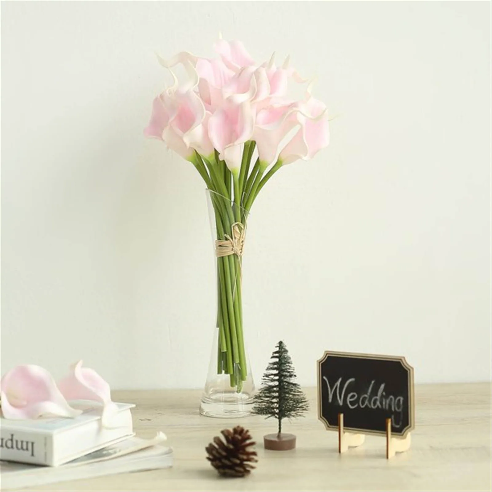 

20pack Artificial Decorative Flowers PU Real Touch Mini Calla Lily Wedding Party HOME Table Christmas Decor Photo Props